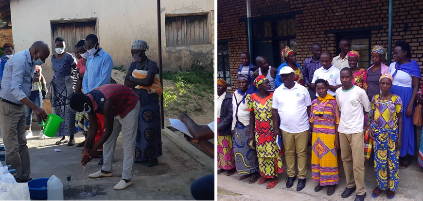 In this photo: SDHA sensitising communities on standard operating procedures for prevention of COVID-19; and the support for women cooperatives program