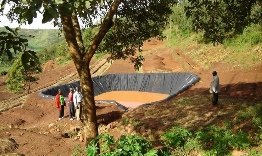 Damsheet used to collect rain water in Nyagatare District
